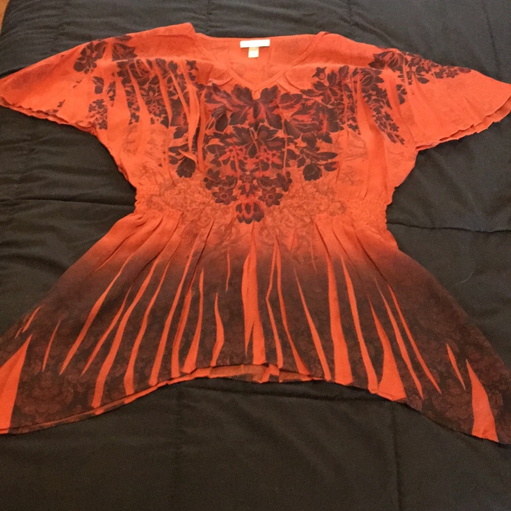 Flowy orange and black top